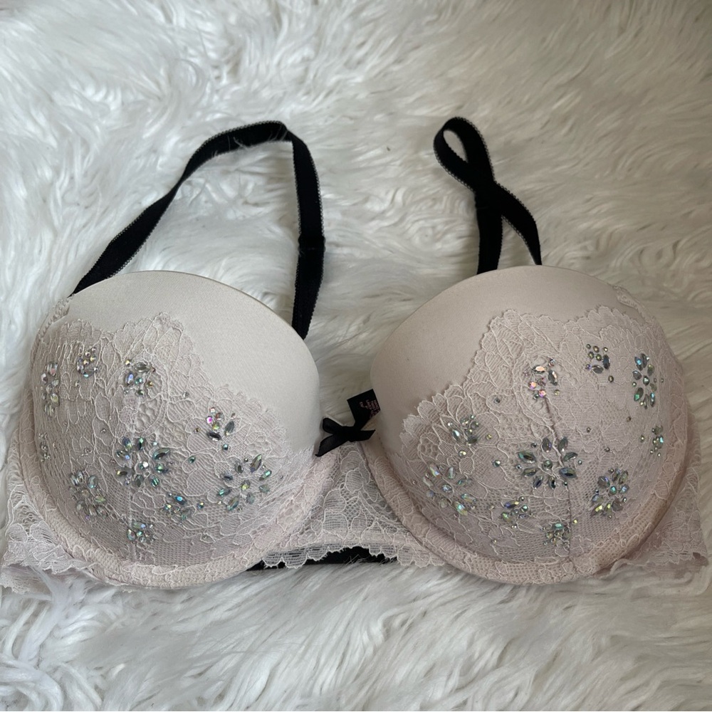 Victoria’s Secret dream angels Lace  balconet Bling Embellished bra 32C